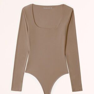 Soft Matte Seamless Long-Sleeve Squareneck Bodysuit from Abercrombie